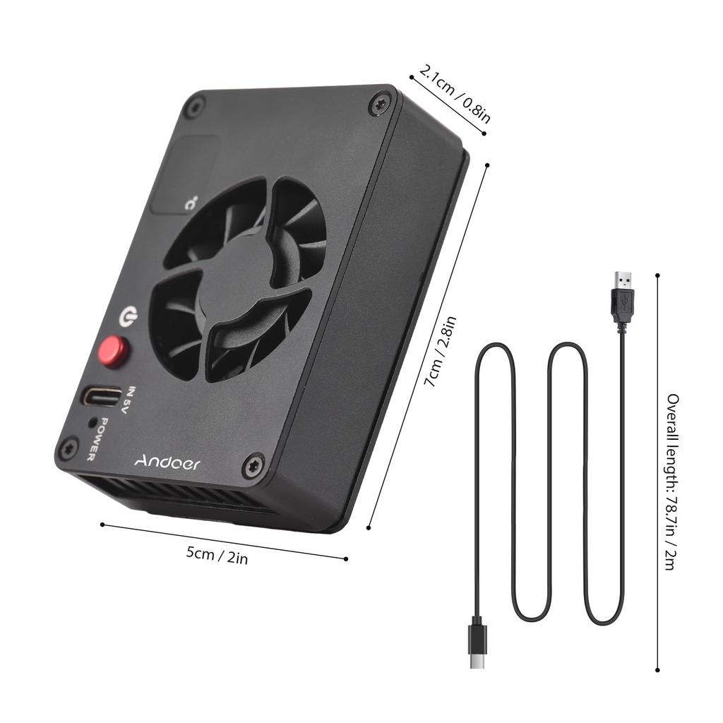 Andoer FS-04A Wentylator chłodzący kamerę Zewnętrzny układ chłodzenia z regulacją temperatury Wyświetlacz OLED 4szt