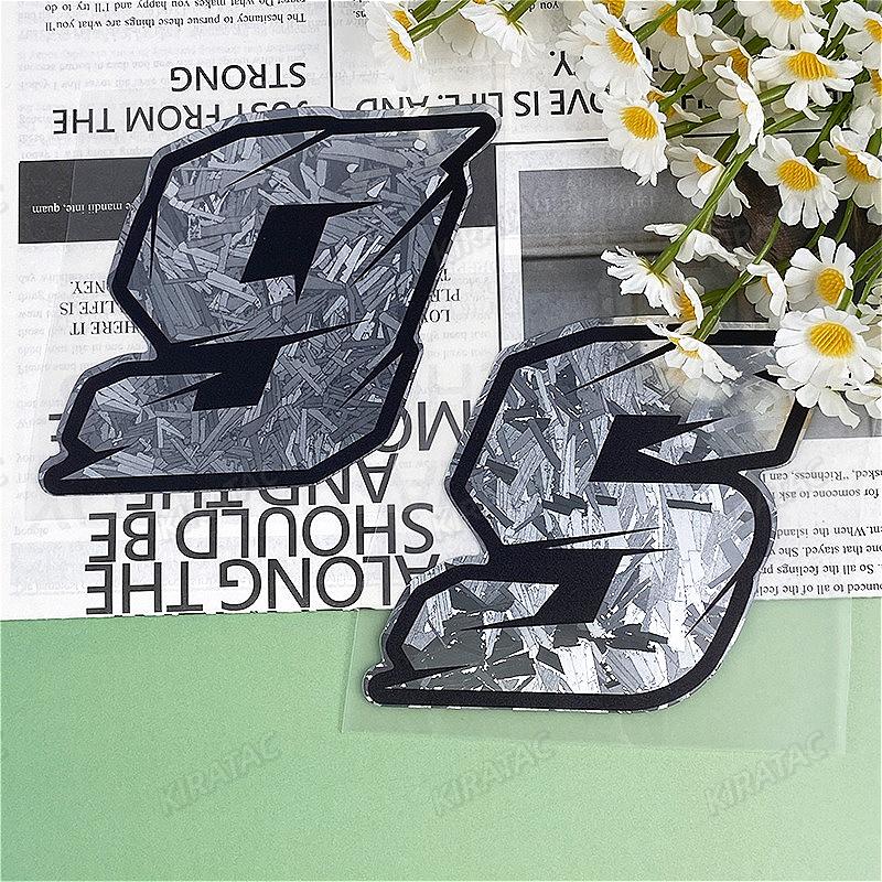 1PC Silver Carbon Fiber Motorcycle Number Stickers Waterproof Universal Vinyl Decals for BMW KTM YAMAHA Kawasaki Suzuki Honda
