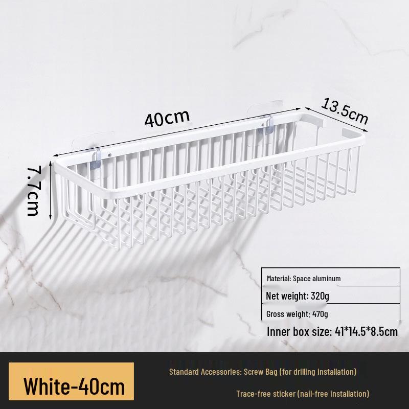 Punch-Free Wall-Mounted Black Bathroom Storage Shelf for Cosmetics