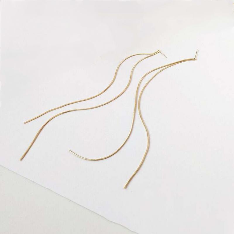 Minimalism Stainless Steel Linear Tassel Drop Earrings for Women Chic Gold Color Super Long Earrings Elegant Party Jewelry Gifts