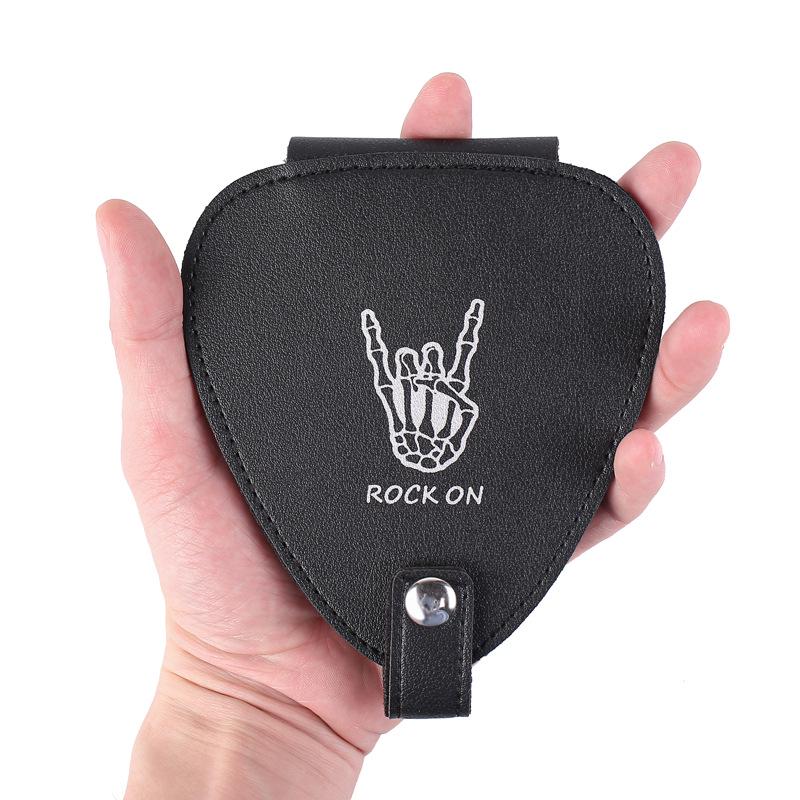 Large Capacity Black PU Leather Guitar Pick Storage Bag