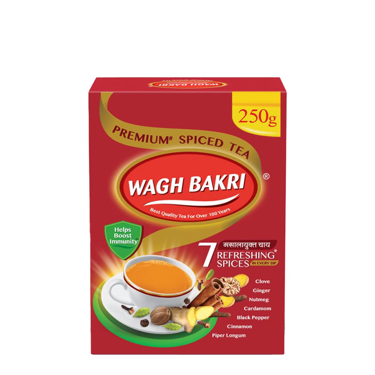 

Wagh Bakri Premium Spiced Tea 250 Gram Pack | Black Tea with 7 Exotic Indian Spices for Masala Chai