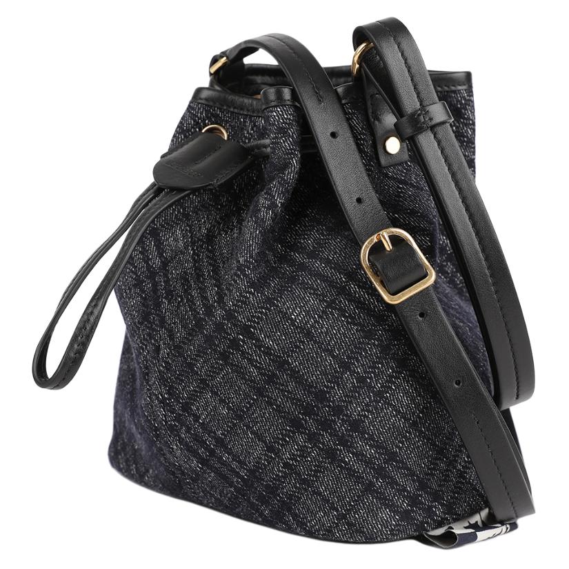 Burberry La Prima Check Design Cotton Bucket Shoulder Bag Women bags Gray 8111940