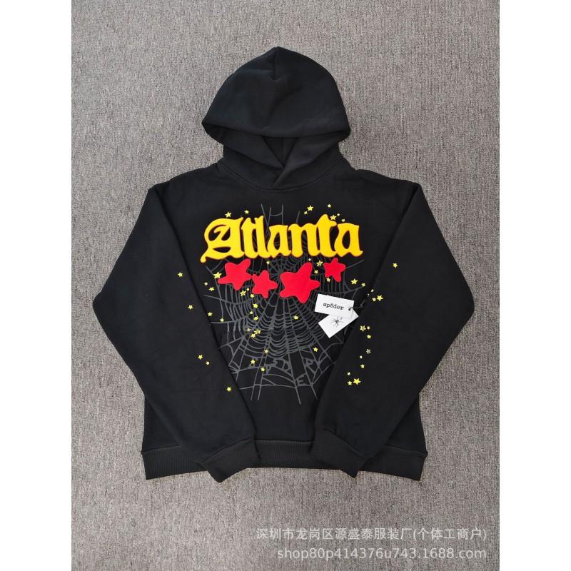 Sp1der Rapper YoungThug Same Foam Letter 555555 Couple Hoodie Pink Sweatshirt