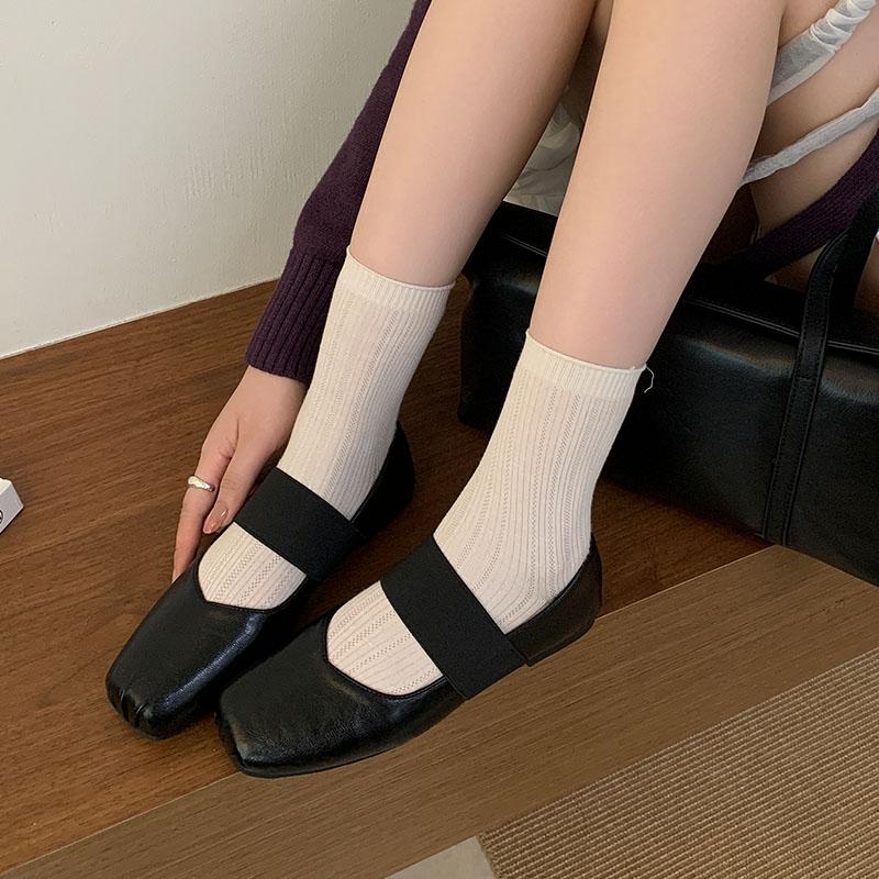 Fashion Fashion Elastic Band Ladies Mary Janes Flats Shoes Casual Female Square Toe Footwear Shallow Women Flats Slip On Shoes