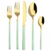 5Pcs Dinnerware Set Stainless Steel Tableware Set Knife Fork Spoon Dinner Set Black Gold Cutlery Set Kitchen Service for 6