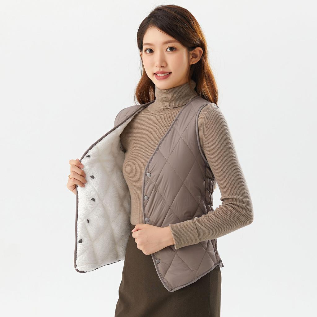 Women's Winter Down Cotton Padded Warm Slim Tip Thickened Inside The Multi-color Thin Female Cotton Vest Hair Fashionable and Warm