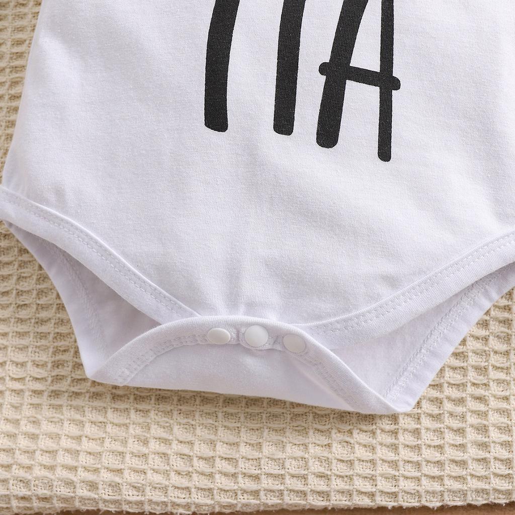 1-18 Months Baby Cute Spanish Letters "Hola Tia" Print Cotton Bodysuit Short Sleeve Jumpsuit