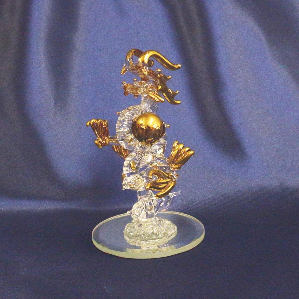 Fourcato Handmade Glass Feng Shui Good Luck and Good Fortune [Rising Dragon] SS x 3 Piece Set