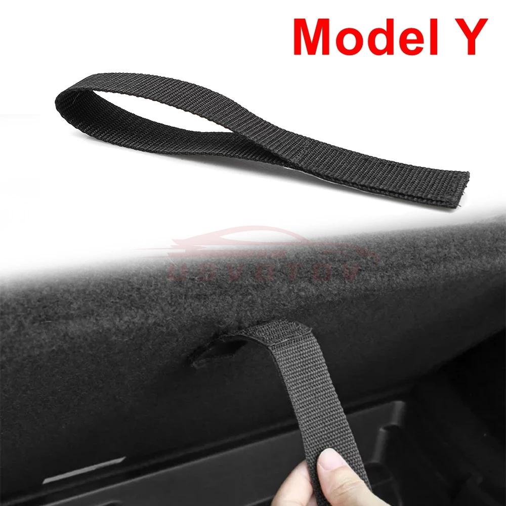 

For Tesla Model Y Rear Trunk Rope Draw String Open Tail Box Cover Handle Pull Strap Car Organizer Accessories Mat Protection Pad