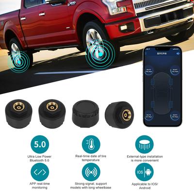 System monitorowania ciśnienia w oponach Akcesoria samochodowe Bluetooth 5.0 Czujniki ciśnienia w oponach samochodowych Zewnętrzny Android/IOS Wodoodporny TPMS