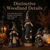 3pcs Wooden Crow Witch Statue Set Scarecrow Sculpture Halloween Witch Ornaments  Halloween