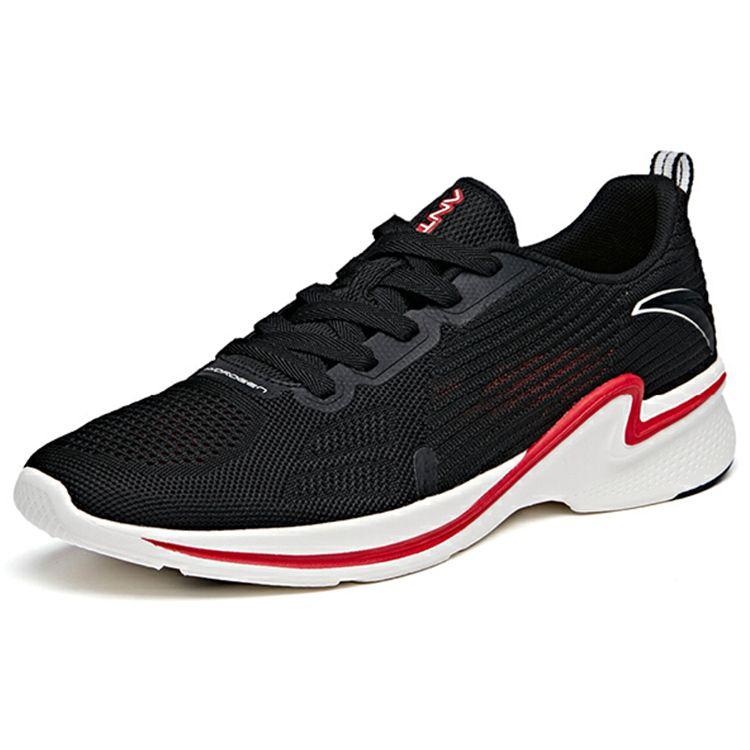 Anta Hydrogen Run 2 Comfortable Shock Absorption Non-Slip Breathable Lightweight Rebound Low-Top Running Shoes Men Sneaker Black Red 112025540-1
