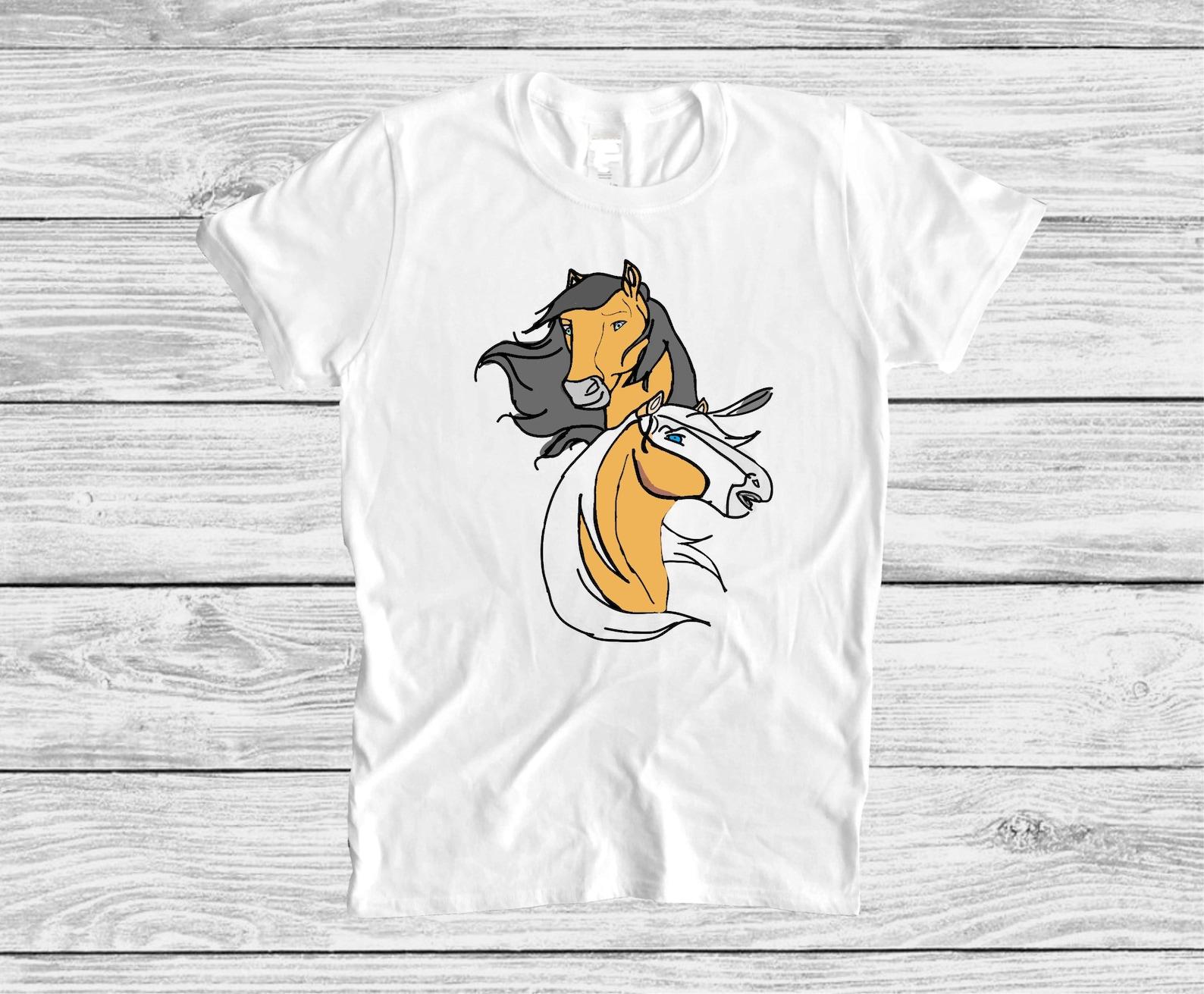 Hand Painted Wild Mustang Stallion Graphic T shirt, Indian Spirit Tee, Horse Lover Horseman Gift S
