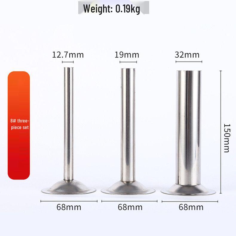 Stainless Steel Sausage Stuffer Tubes: 3-Piece Extended Funnel Set for Hog Casings