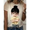 Moda Donna Girocollo Manica Corta Ritratto 3D Ritratto Stampato a Colori T-shirt a Manica Corta Girocollo