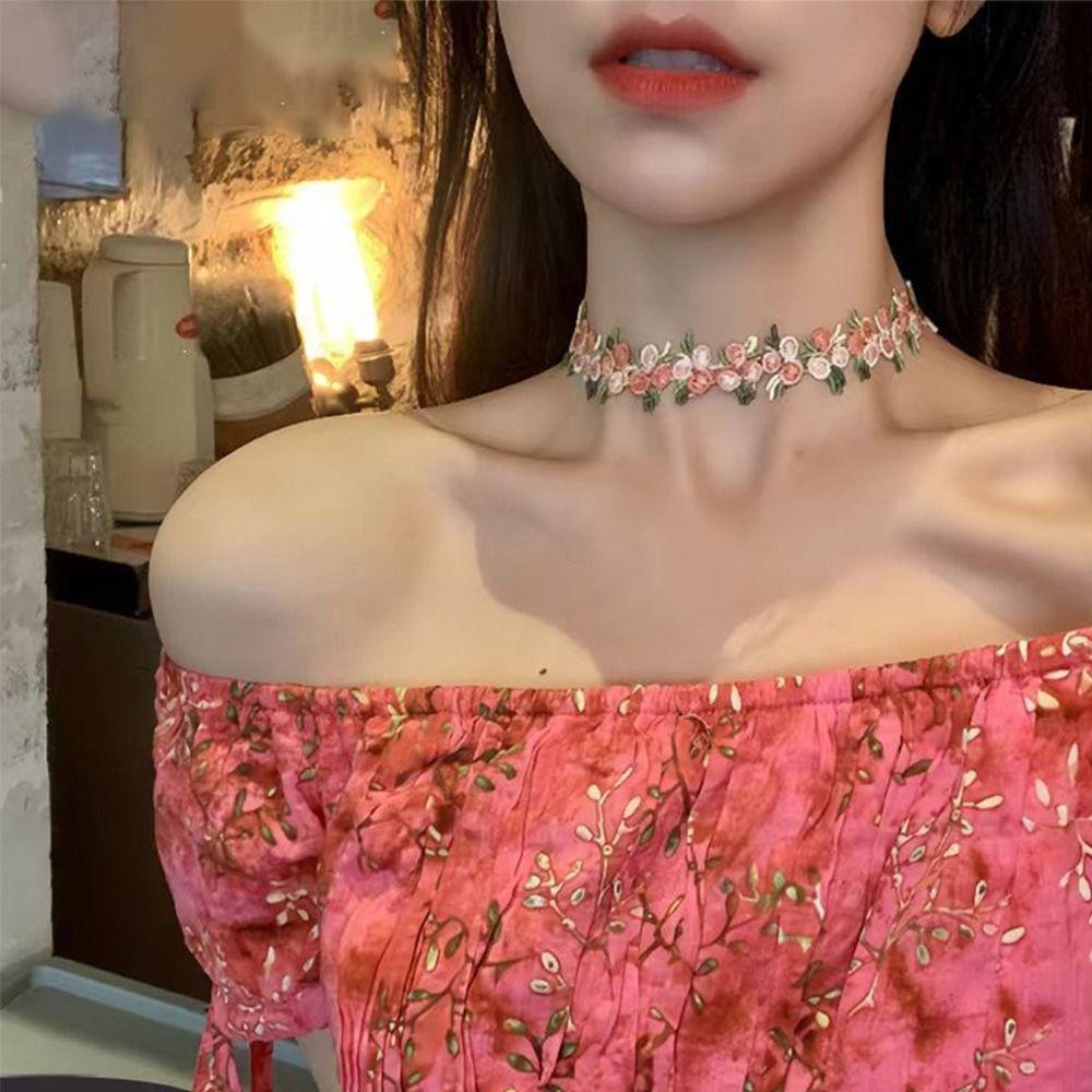 Decorative Flower Choker Lace Beach Party Necklace Creative Gift Jewelry Accessories