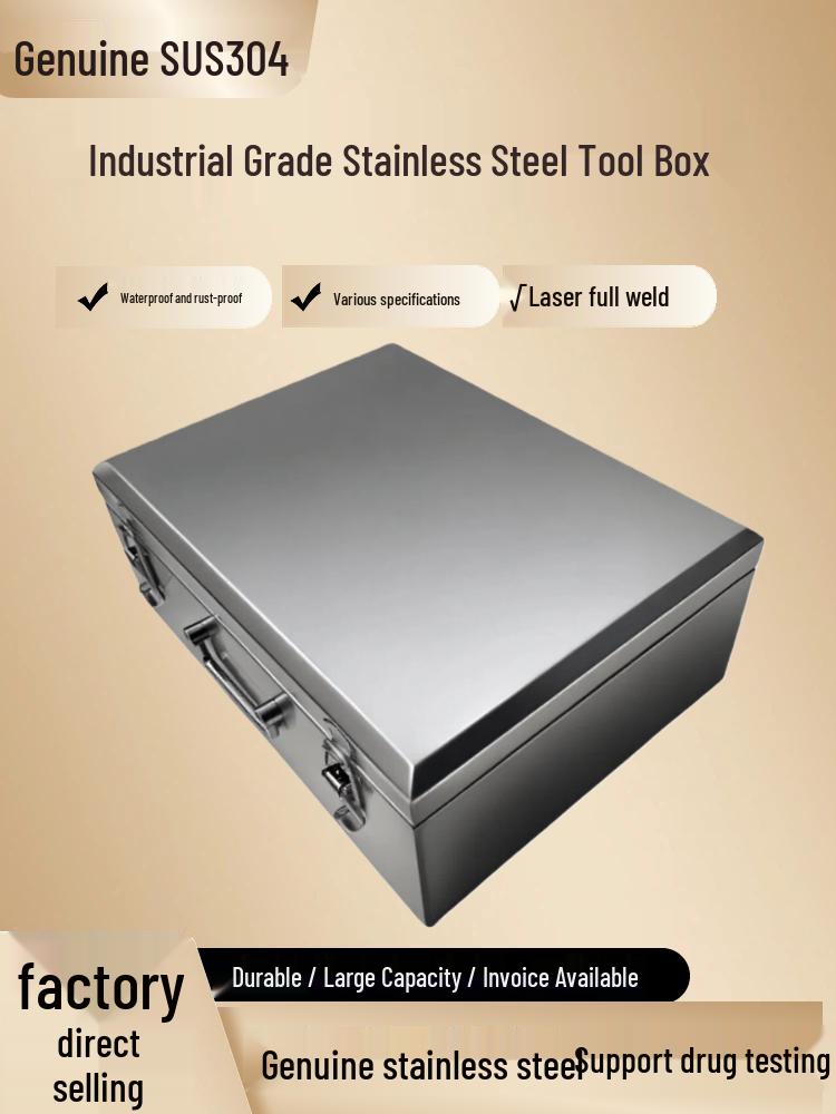 Wheeled 304 Stainless Steel Toolbox - Thickened, Small & Large Sizes, Hardware Storage Box 201 Stainless Steel, 1mm Thick, 40x24x13cm