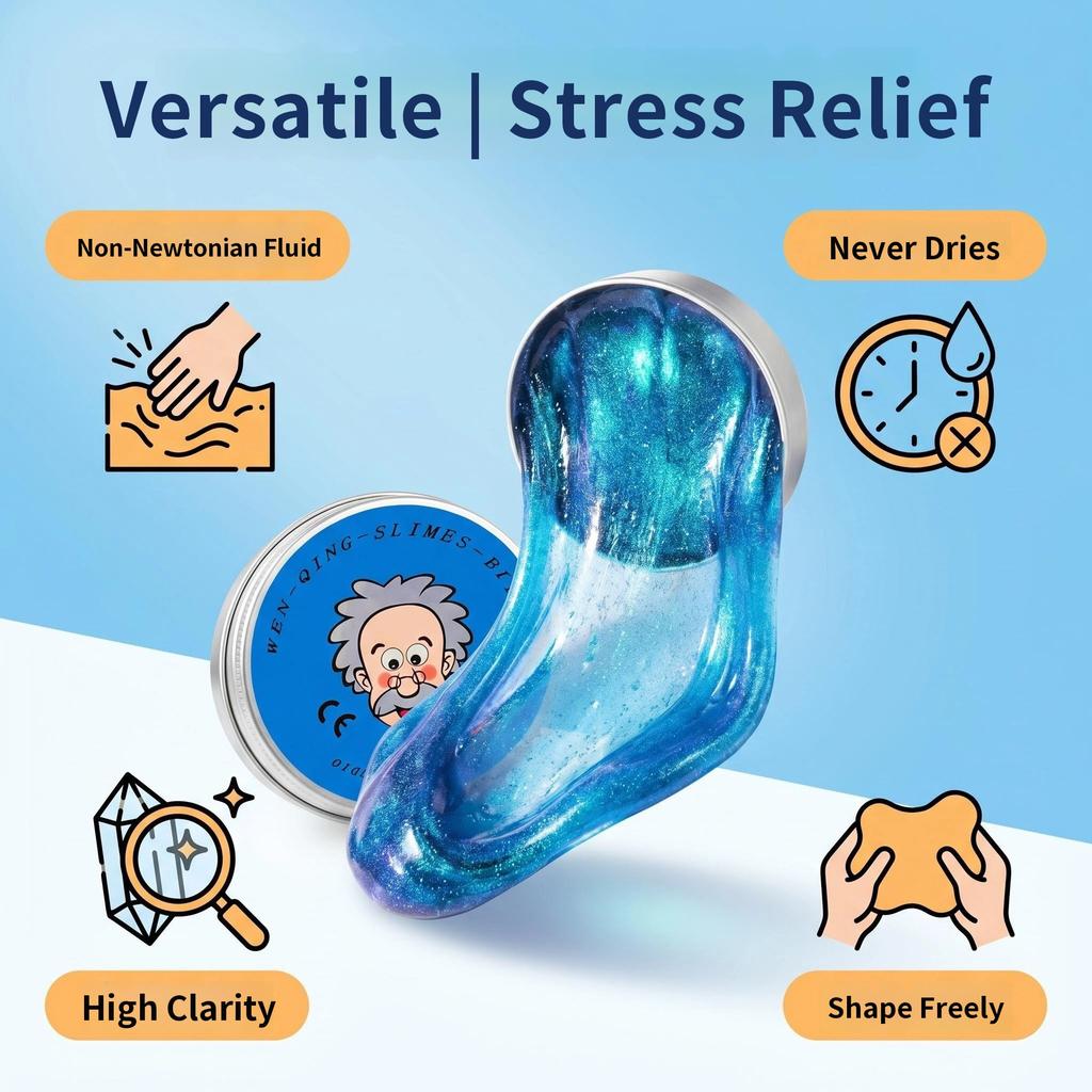 Liquid Glass Transparent Bouncing Crystal Mud Stress Relief Non-Newtonian Fluid Kids Adults Antistress Slime Stretchable Diy Toy