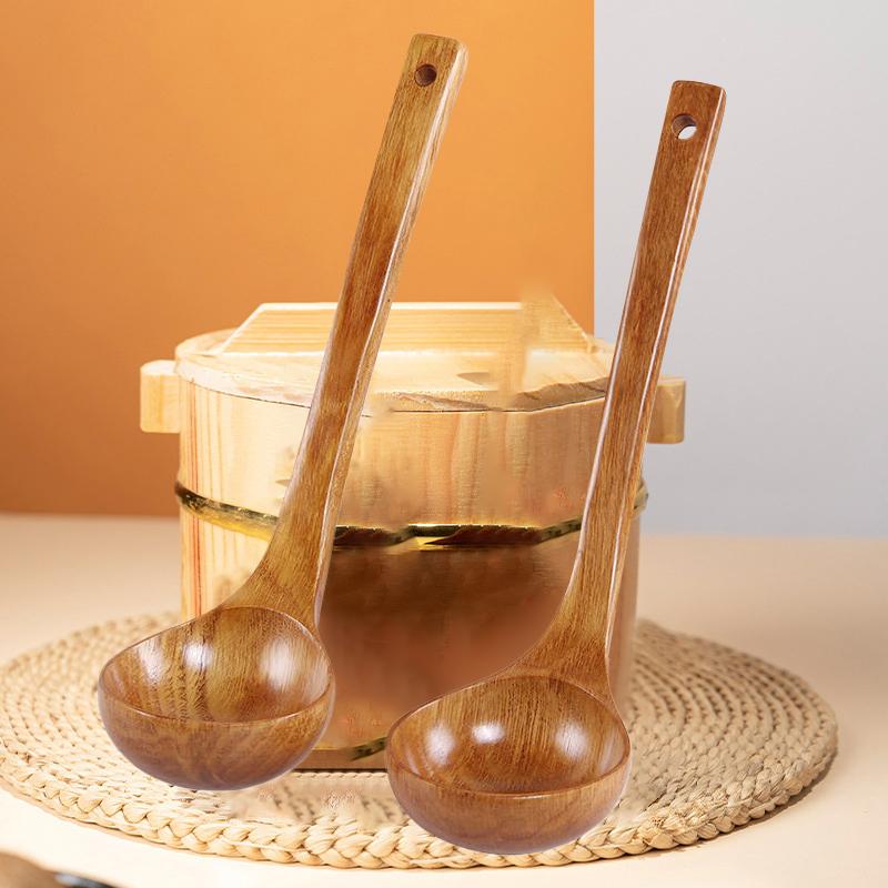 1 Stuks Grote Houten Lepel Lange Steel Soeplepel Hout Japanse Ramen Noedelsoep Opscheplepel Keuken Kooklepel Meng Serveertafelgerei