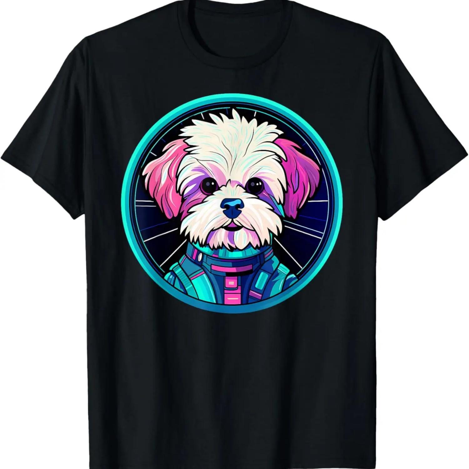 Maltipoo Funny Colorful Cosmic Galaxy Astronaut Space Puppy T-Shirt S