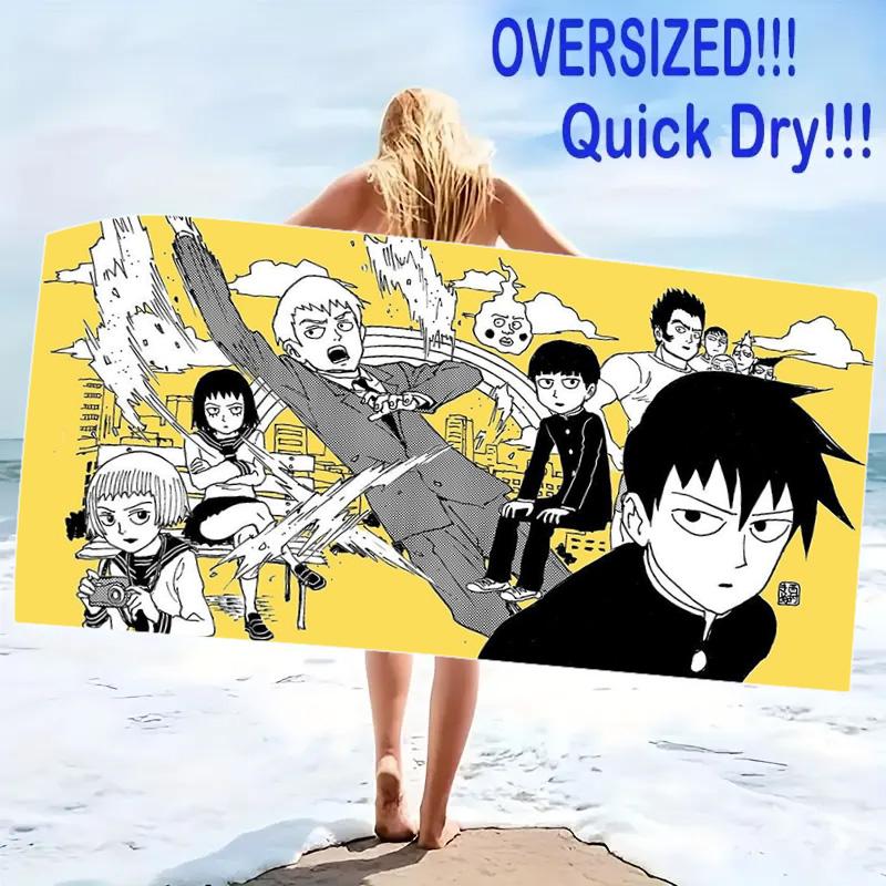 Mob Psycho 100 Print Beach Towel, Large Soft Quick Dry Towel for Beach Camping Swimming