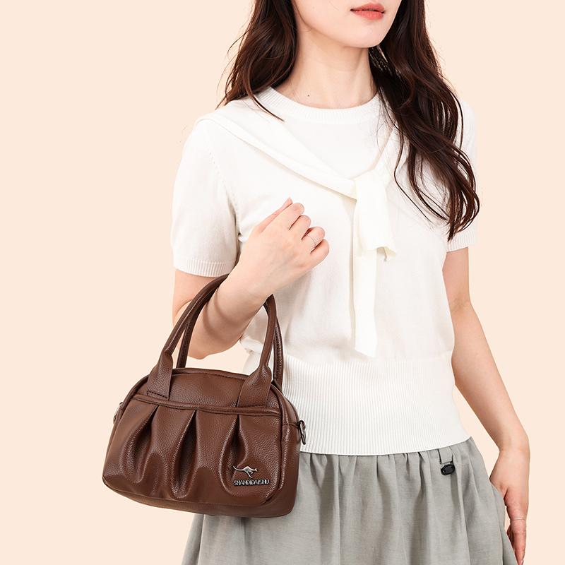 Elegant Leather Tote Bag for Women Casual Shoulder Crossbody Handbag with Top Handle