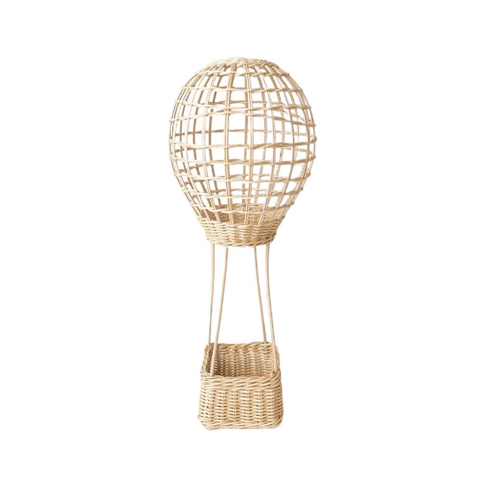Pastoral Hand-woven Valentine's Day Children's Room Wall Hanging Rattan Hot Air Balloon Flower Basket Wall Decoration Basket