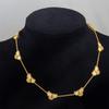 18K Gold CNC Laser-Engraved Four-Leaf Clover Bracelet & Five-Petal Necklace Set