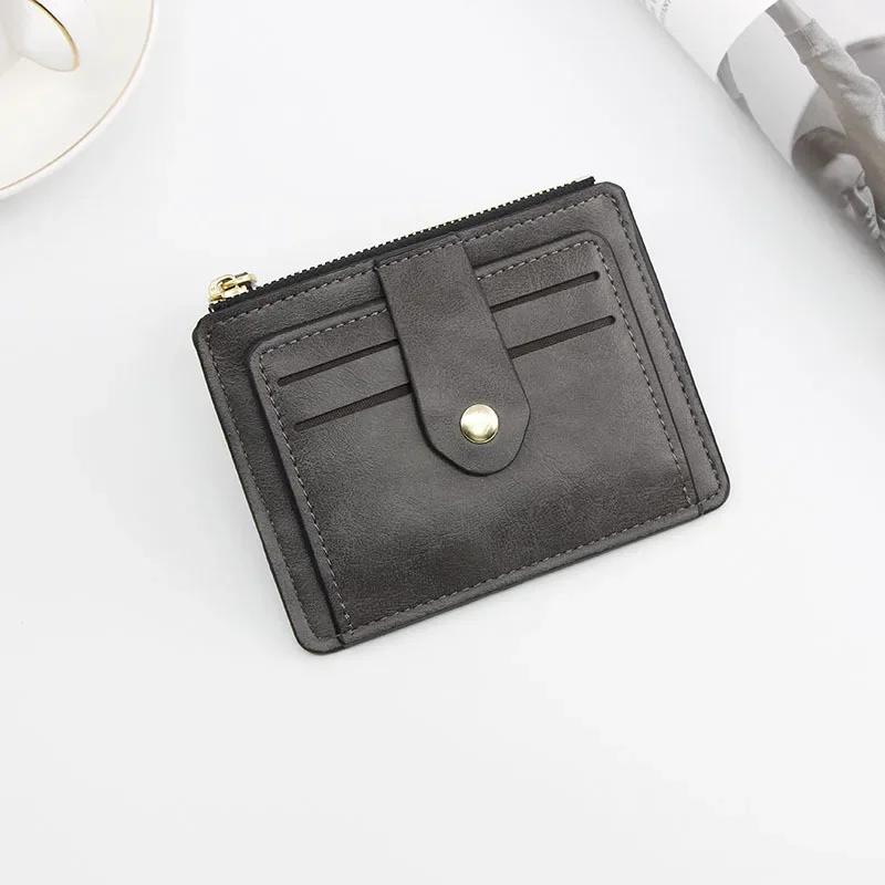 Men Fashion Male Slim Leather Wallets Credit ID Card Holder Wallet with Coin Pocket Luxury Brand Designer Brown Business Purse