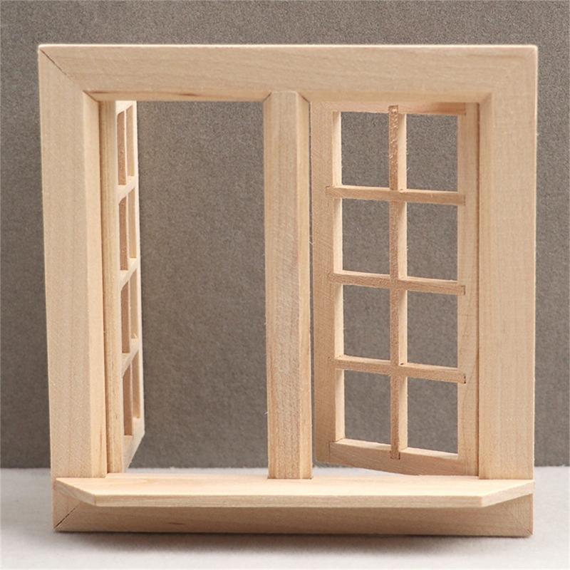 Children Dollhouses Furniture Sturdy Wood Window Panel Designs in 1 12 Miniature Scale Moder Home Decoration Supplies