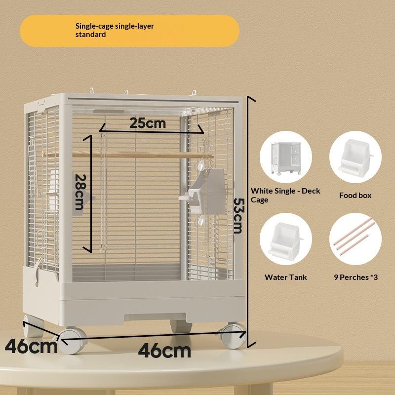Double transparent parrot cage splash-proof large bird cage horizontal silk tiger skin mystic phoenix breeding cage