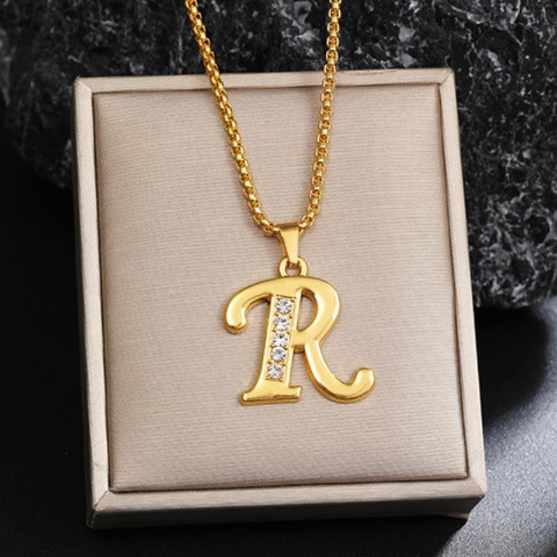 Nový 26 diamantový náhrdelník s anglickými písmeny pro muže a ženy, trendy a kreativní náhrdelník s přívěskem osázeným diamanty