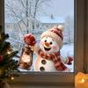 1pc Warm Winter Cute Fluffy Snowman Holding Rustic Lantern Print, Christmas Static Clings Window Sticker, No Residue Decals