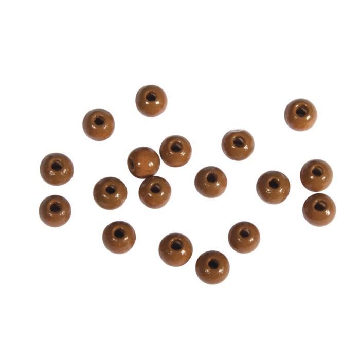 Perles en bois FSC 100%, polies, 6mm ø, brun moyen, 115 pièces