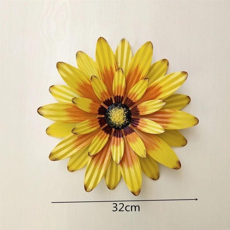 3D Flower Wall Art Decorations Metal Hanging Flower Wall Sculptures Hanging Ornament For Bathroom Living Room Garden Yard Home D