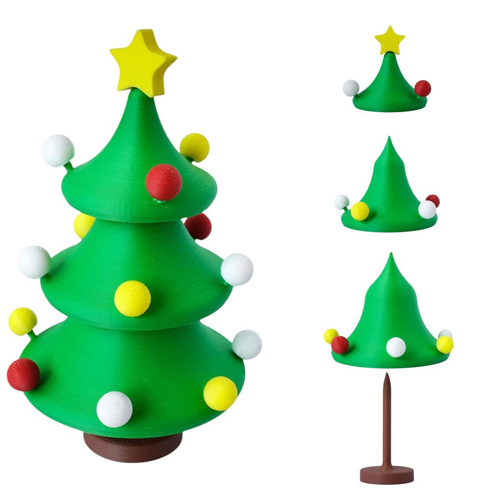 3D Printed Rotating Christmas Tree Ornament - Creative Desktop Decoration Model