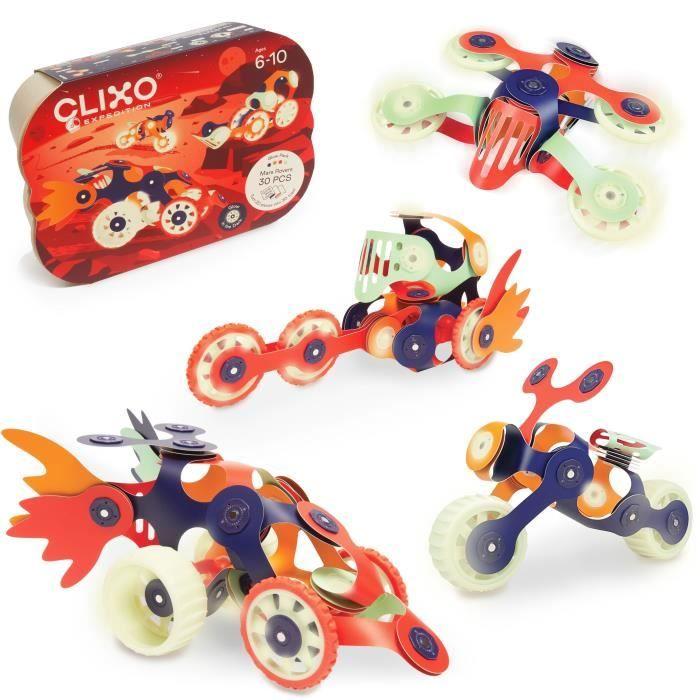 Mars Rovers CLIXO - GIPSY TOYS - Jeu de construction magnétique, flexible - 30 pcs - dès 6 ans - Brille dans la nuit