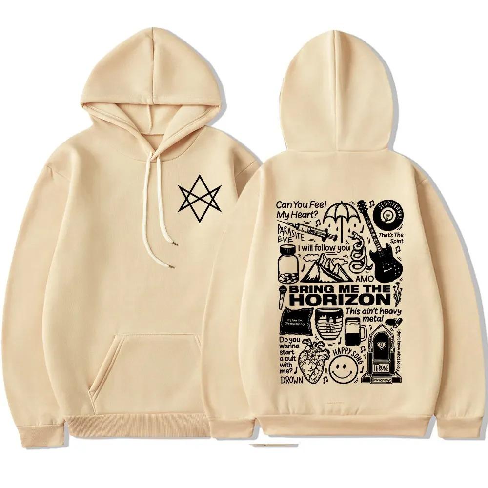 Bring Me the Horizon Hoodie BMTH Heavy Metal Rock Band Hoodie Men's Retro Long-sleeved Hoodie Y2k Short Sleeves Classic