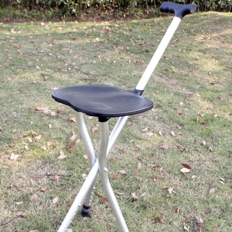 Foldable Aluminum Walking Cane with Seat