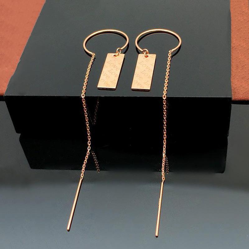 Color Gold Earrings Color Gold Purple Gold Plated Rose Gold U-Shaped Letter Geometric Square Earrings