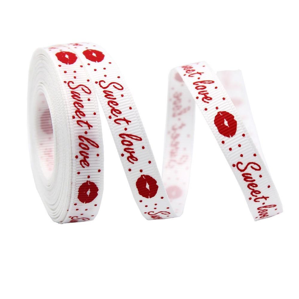 Single-Sided Heart Print Ribbon 5 Yards Bouquet Packaging Ribbon Gift Packaging Ribbon  DIY