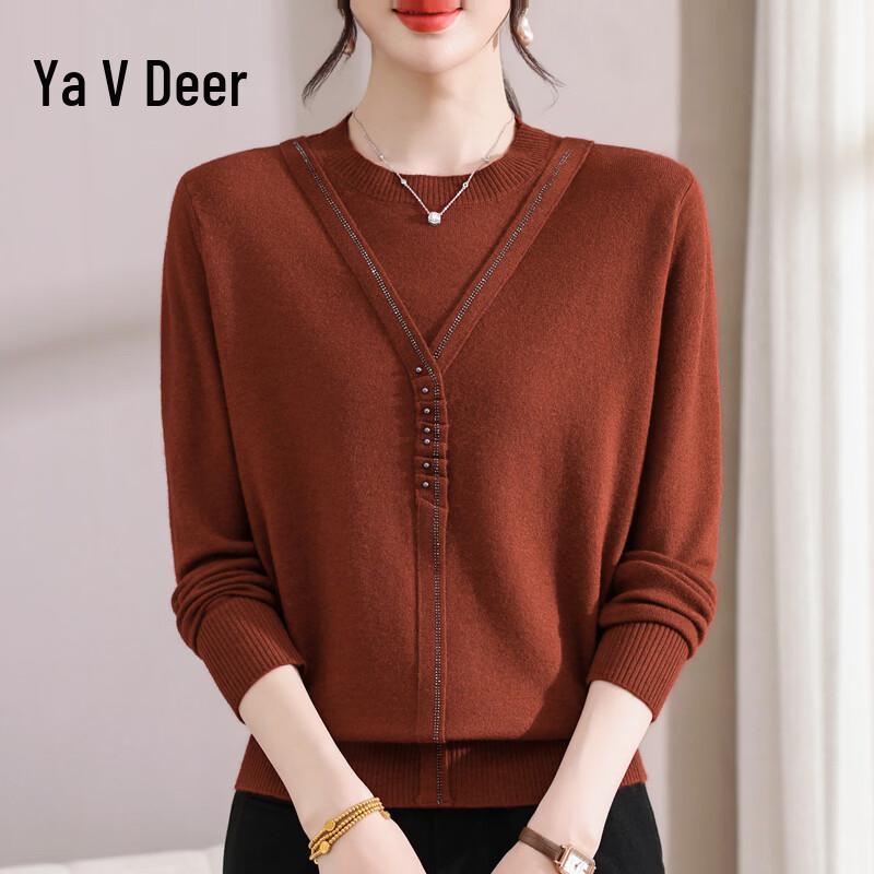 Yalu Women's Mid-Age Casual Long Sleeve Knit Sweater
