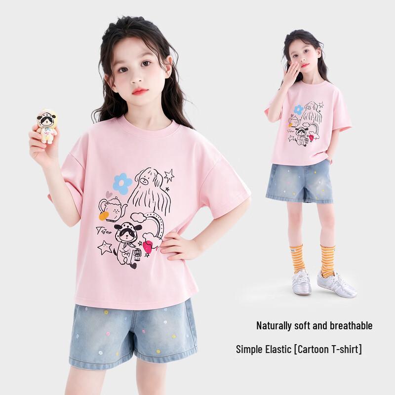 Tutuxiaoxiang Girls  Cartoon Short Sleeve T-Shirt 130