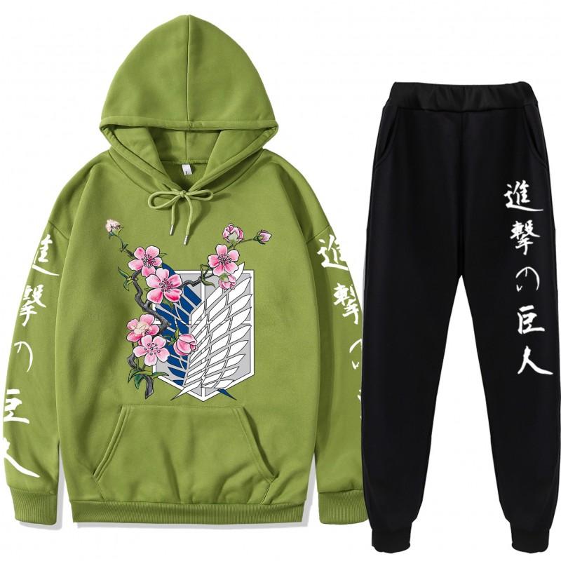 Attack On Titan Anime Hoodie Sweatpants Set Teen Casual Streetwear 2-Piece