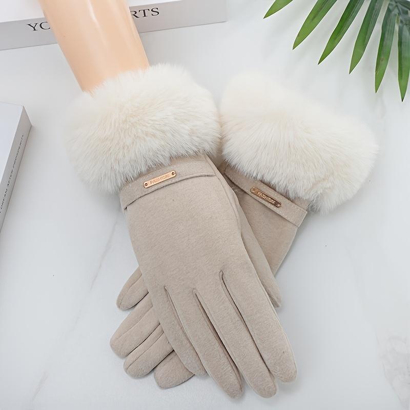 Elegantní zimní rukavice pro ženy s dotykovým displejem, zesílené podšívkou z vysoce kvalitního fleecu, měkké nadýchané manžety pro venkovní sporty a chladné počasí