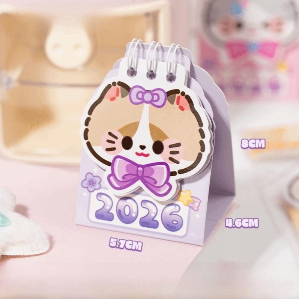 Cartoon Cat 2026 Desk Calendar Portable Schedule Planner Cute Daily Planner  Desktop Ornaments