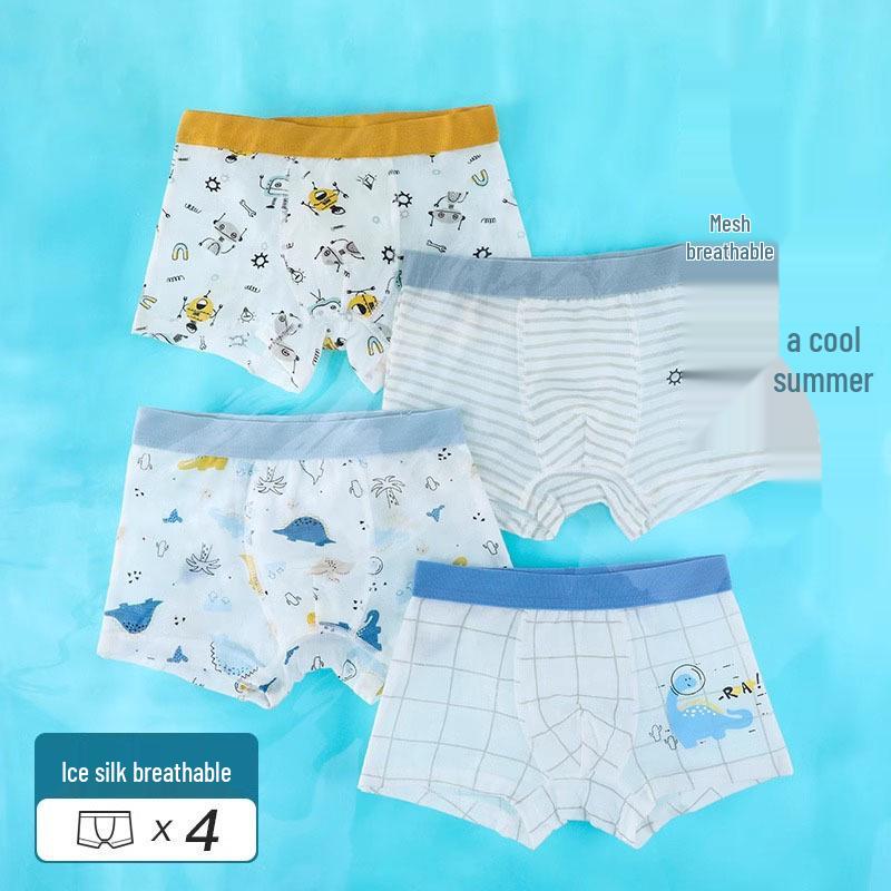 Boys' Summer Ice Silk Mesh Boxer Briefs