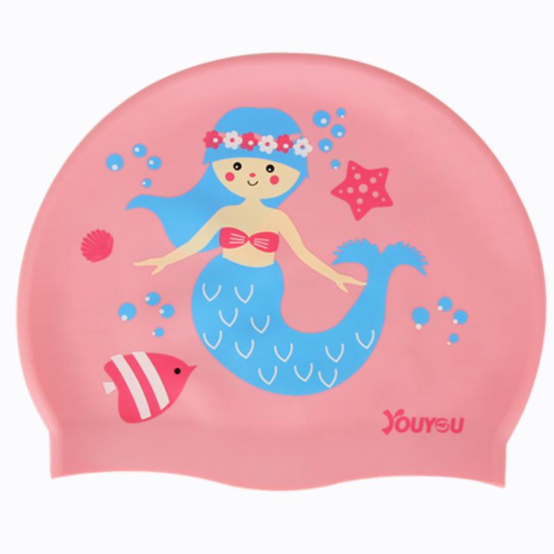 Dinosaur Kids' Waterproof Silicone Swim Cap – Comfortable Fit, Ear & Hair Protection, Cute Cartoon Design for Boys & Girls