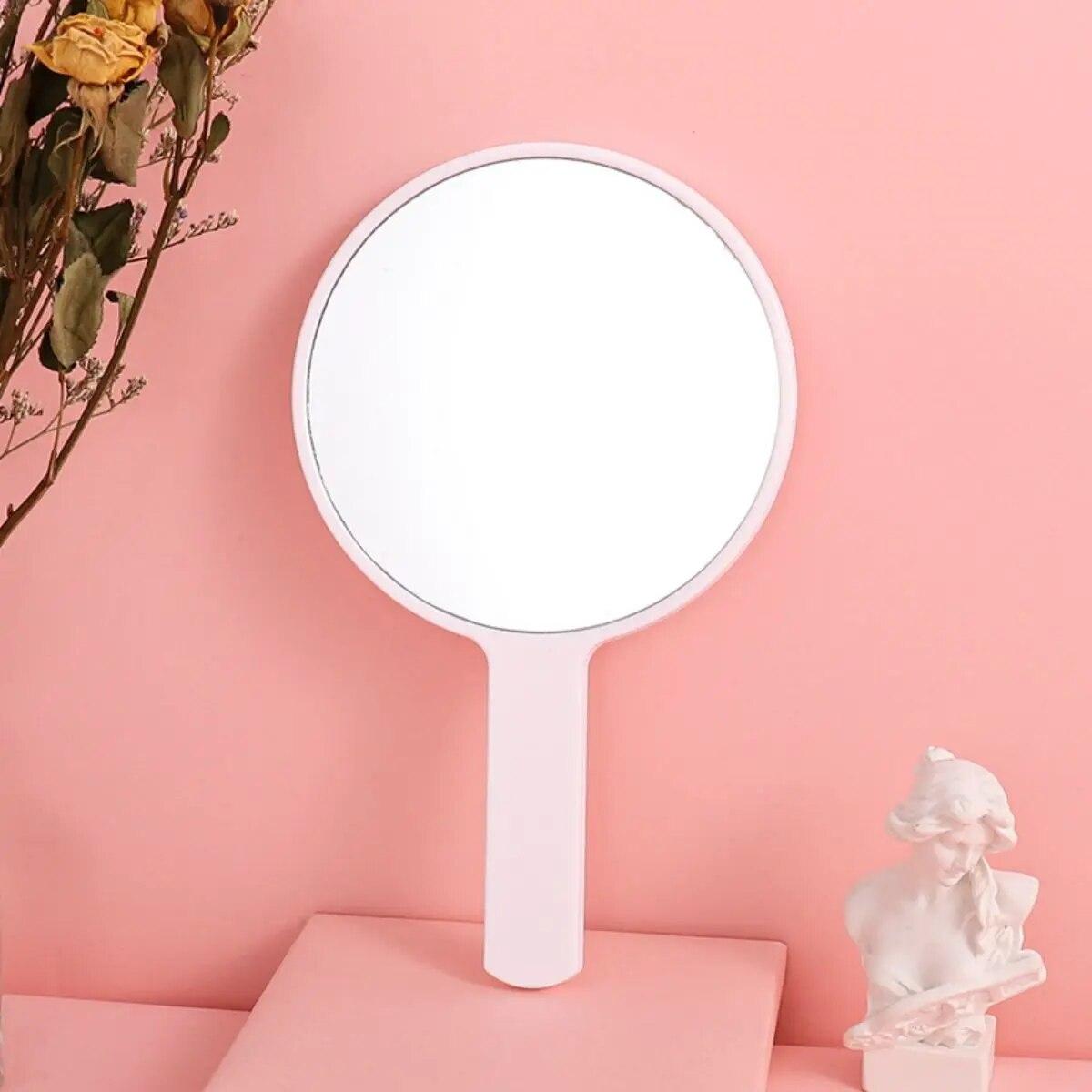 

Макарон цветное зеркало для макияжа круглое не деформированное не искажающее симпатичное портативное зеркало для салона красоты ручка зеркало белый